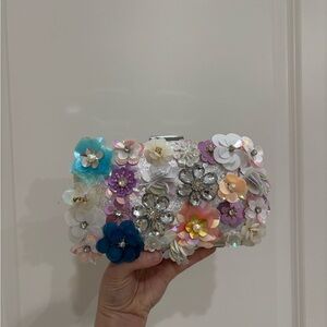 Multicolor Floral Embellished Clutch